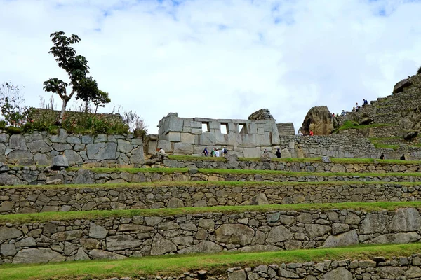 Három Ablak Templomának Maradványai Machu Picchu Inca Citadellában Régészeti Lelőhely — Stock Fotó