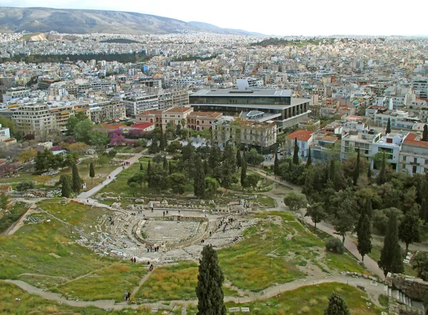 Divadlo Zříceniny Dionýsa Moderní Budova Muzea Acropolis Pohled Atény Řecko — Stock fotografie