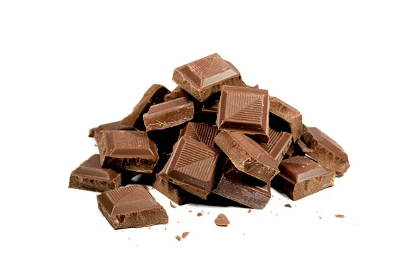 Pyramid Chocolate Chunks Isolated White Background Free Space Text Design — Stock Photo, Image
