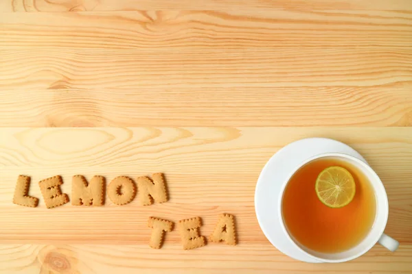 Limón Caliente Con Palabra Tea Limón Ortografía Con Galletas Galletas —  Fotos de Stock