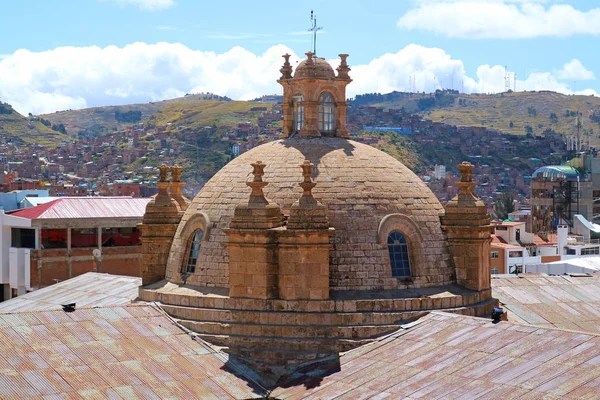 Beautiful Dome Cathedral Basilica Charles Borromeo Cathedral Puno Peru — Stock Photo, Image