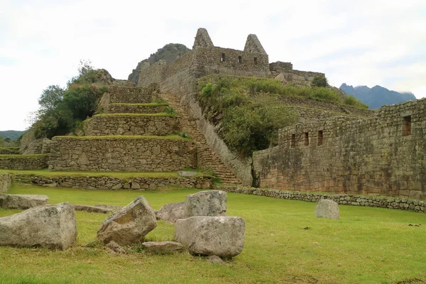 Machu Picchu Inkák Híres Ókori Várkastélya Kora Reggel Régészeti Lelőhely — Stock Fotó