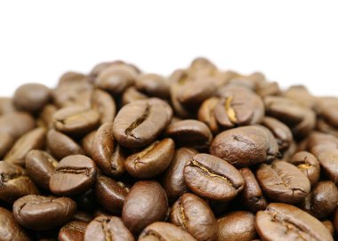 Tasarım ve Metin İçin Boş Alanı Olan Kapalı Kavrulmuş Kahve Çekirdekleri