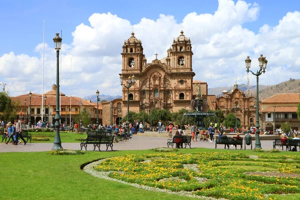 Krásný Kostel Iglesia Compania Jesus Náměstí Plaza Armas Cuscu Peru — Stock fotografie