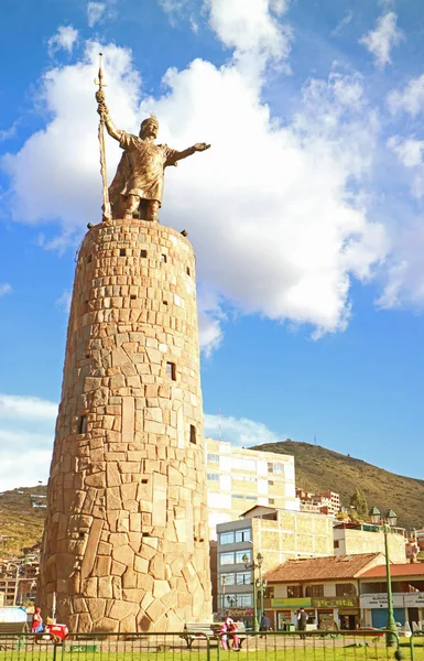 Gran Monumento Pachacutec Rotonda Avenida Del Sol Cusco Perú —  Fotos de Stock