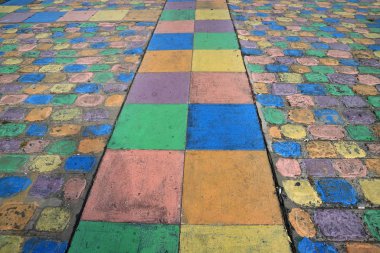 Diminishing Perspective of Colorful Walking Path at La Boca, Buenos Aires, Argentina clipart
