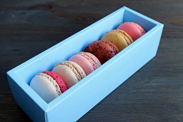 Boîte Macarons Dans Une Variété Belles Couleurs Pastel — Photo