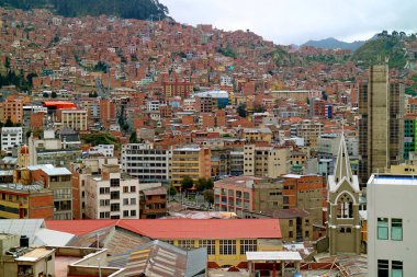 La Paz 'ın çarpıcı hava manzarası, dünyanın en yüksek başkenti, Bolivya, Güney Amerika