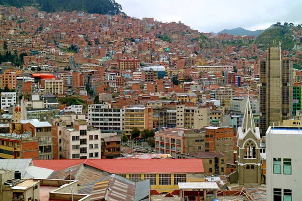 Impresionante Vista Aérea Paz Capital Más Alta Del Mundo Bolivia — Foto de Stock