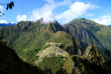 Breathtaking aerial view of Machu Picchu Incan citadel seen from Huayna Picchu mountain, Cusco Region, Peru