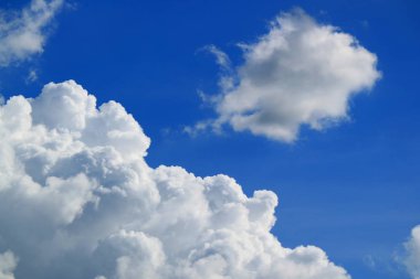 Pure White Fluffy Cumulus Clouds Floating on Vivid Blue Sky
