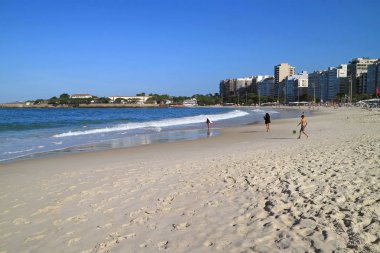 People Relaxing on Copacabana Beach in Rio de Janeiro of Brazil