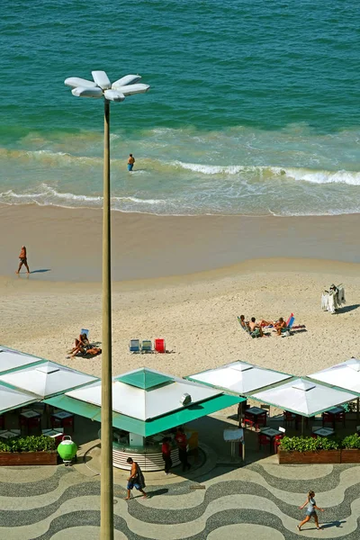 Aerial View People Enjoy Activities Copacabana Beach Rio Janeiro Brazil — Stok fotoğraf