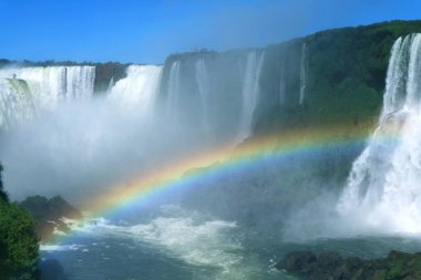 Stunning view of Iguazu falls with a gorgeous rainbow, Argentina, South America clipart