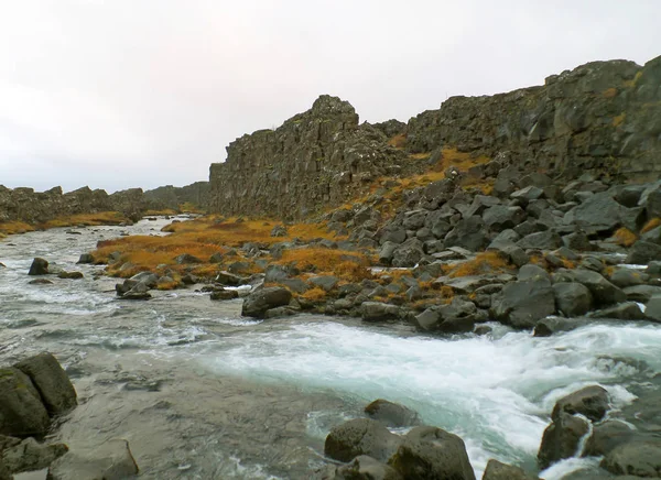 Rio Oxara Parque Nacional Thingvellir Círculo Dourado Região Sul Islândia — Fotografia de Stock