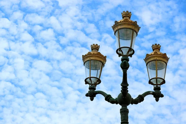 Gorgeous Vintage Style Street Lamps Historical Center Cusco Cloudy Blue — 스톡 사진