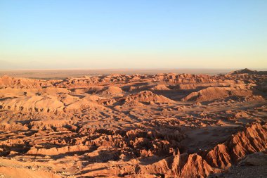 Atacama Çölü, San Pedro Atacama, Kuzey Şili 'deki Ay Vadisi veya Valle de la' nın inanılmaz manzarası