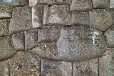 Sacsayhuaman Arkeoloji sahasındaki Antik İnka Duvarı 'nın inanılmaz taş işçiliği.