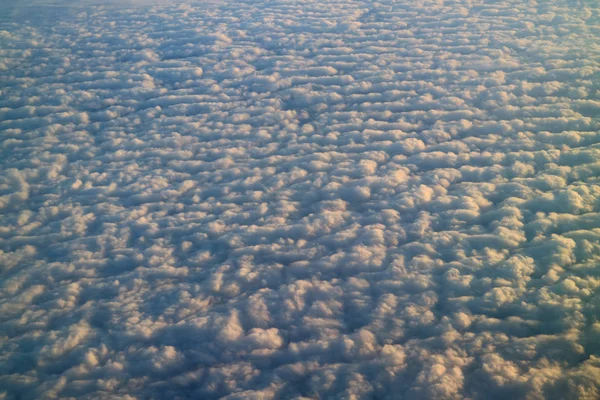 Felhők Tengere Napfényben Lélegzetelállító Kilátás Repülőgépről Repülés Közben Háttér Textúra — Stock Fotó