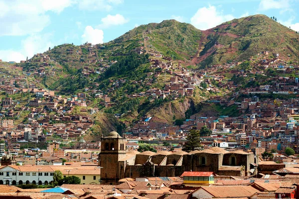 Hermosa Vista Aérea Del Cusco Vista Desde Colina Sobre Ciudad — Foto de Stock