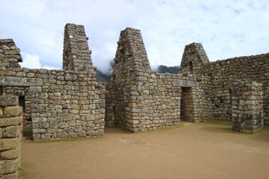 Machu Picchu 'nun antik yapısının kalıntıları, Urubamba Eyaleti, Peru, Arkeolojik alan