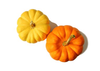 Beyaz Arkaplanda Kök Ayrılmış Olgun Kabak Renkli Bir Çiftin Üst Görünümü