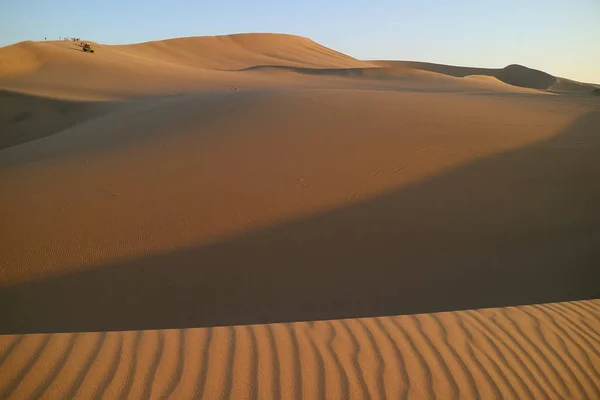 Wachtend Zonsondergang Immense Zandduin Van Huacachina Ica Peru Zuid Amerika — Stockfoto