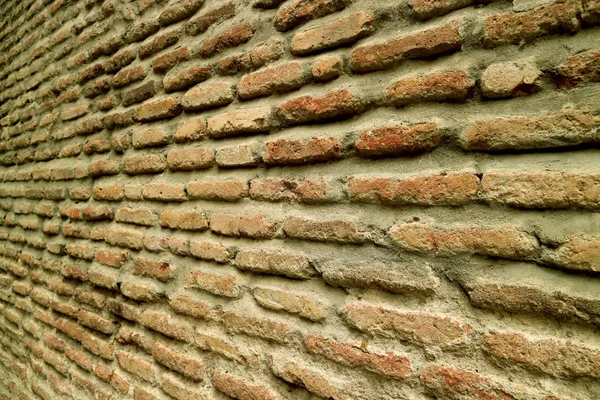 Primer Plano Vieja Pared Ladrillo Perspectiva Decreciente — Foto de Stock