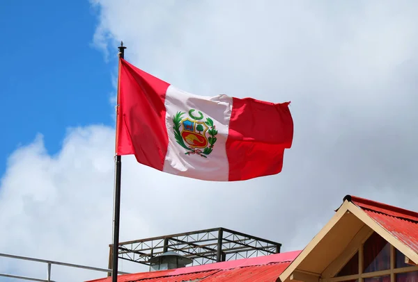 Flag Peru Waving Sky — Stock Photo, Image