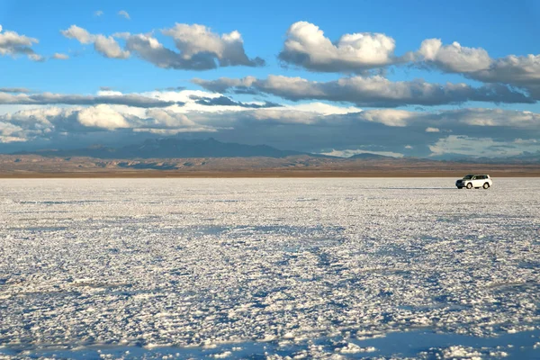 Autorijden Salar Uyuni Uyuni Salts Flats Bolivia Zuid Amerika — Stockfoto