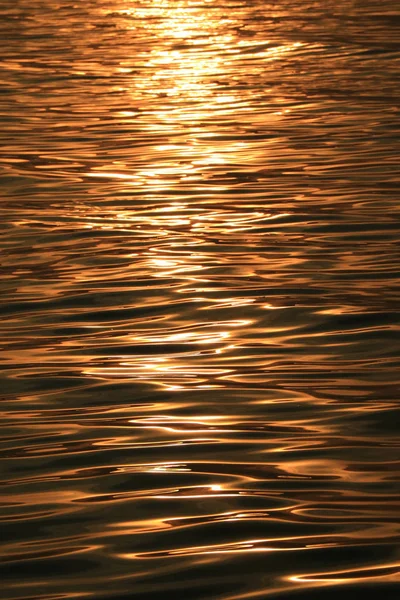 Gouden Sprankelende Ochtend Zonlicht Reflecties Het Zeewater Oppervlak Met Zachte — Stockfoto