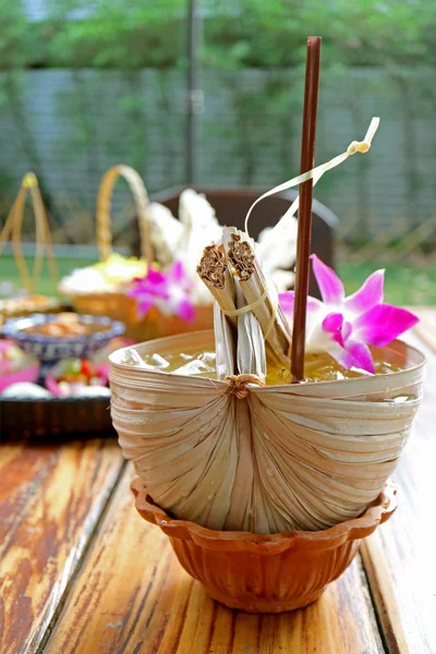Tajski Styl Wschodni Słodko Kwaśny Sok Calamansi Citrus Podawany Patio — Zdjęcie stockowe