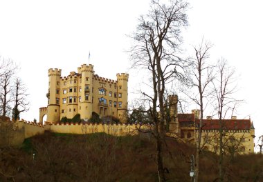 Tarihsel Hohenschwangau Bir Sonbahar Akşamı, Bavyera, Almanya