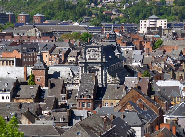 Vue Aérienne Ville Namur Avec Belle Façade Église Saint Loup — Photo