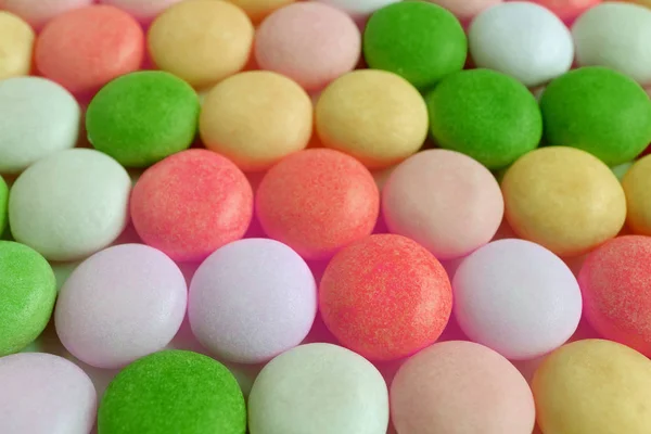 Fodrad Multi Color Shaped Candies För Bakgrund Eller Banner — Stockfoto