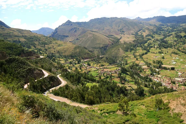 Vista Aérea Panorâmica Deslumbrante Vale Sagrado Dos Incas Região Cusco — Fotografia de Stock