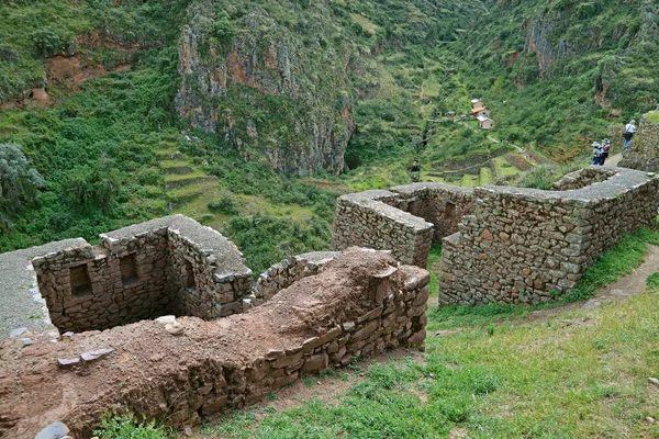 Ősi Struktúrák Romjai Pisac Régészeti Komplexumban Inkák Szent Völgyében Cusco — Stock Fotó