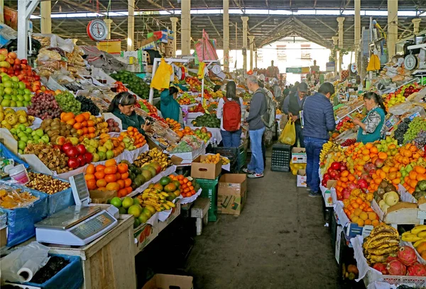 Dentro Mercado Central San Pedro Mercado Local Cusco Peru — Fotografia de Stock