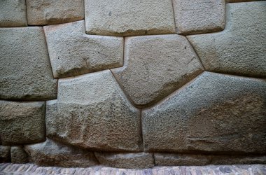 Cuzco, Peru, Güney Amerika 'daki Tarihi Merkezi' ndeki Inca Stone Masonry Duvarı