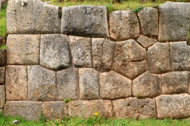 Sacsayhuaman Kalesinin Taş Duvarları, Peru, Cusco 'daki Eşsiz İnka Taş Duvarları.