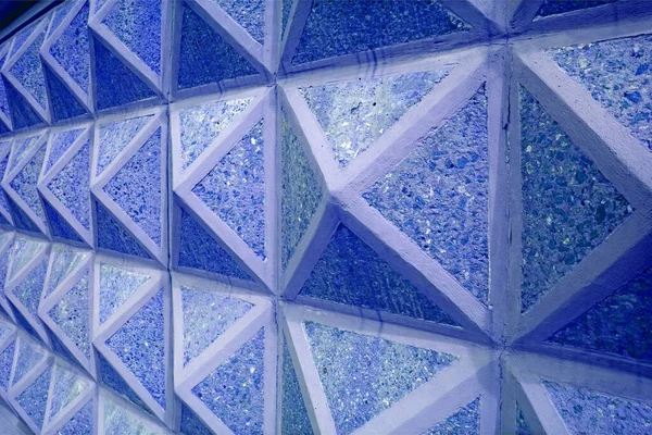 Zmniejszająca Się Perspektywa Geometryczna Ściana Betonowa Kolorze Niebieskim — Zdjęcie stockowe