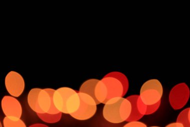Odaksız, Odaksız, Bokeh, Siyah Arkaplanda Canlı Kırmızı ve Sarı Renkli Işıklar Bulanık, Metin ve Tasarım İçin Boş Alan