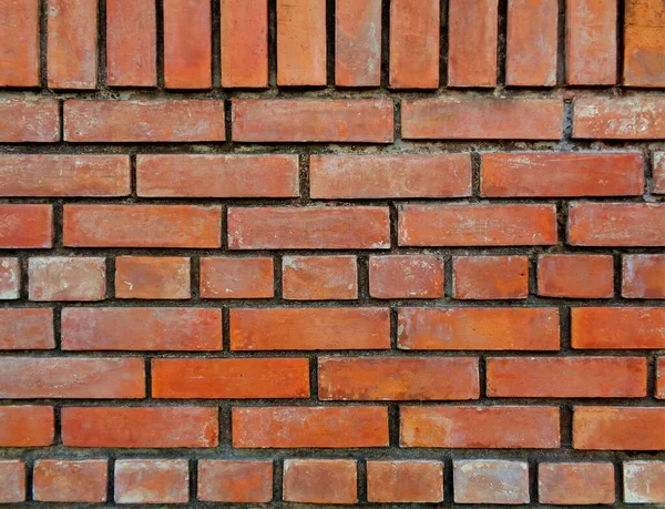 Vorderseite Der Orange Brown Colored Terracotta Bricks Wall Für Hintergrund — Stockfoto
