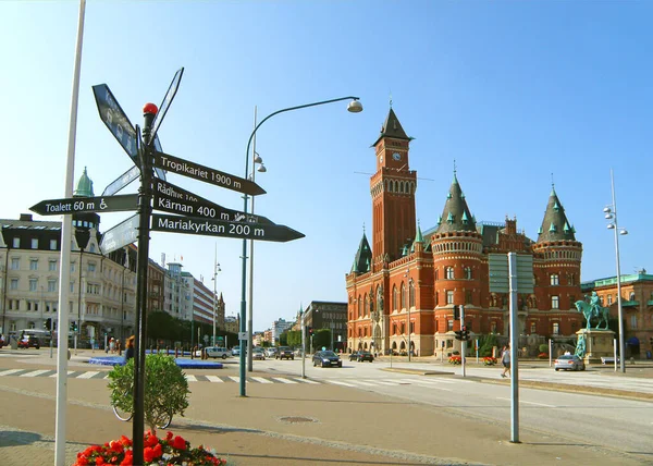 Helsingborg Stadtzentrum Mit Dem Atemberaubenden Rathaus Helsingborg Von Schweden — Stockfoto