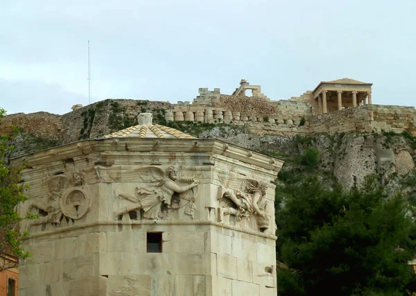 Rüzgâr Kulesi Nin Etkileyici Üst Kısmı Akropolis Atina Yunanistan Tepesindeki — Stok fotoğraf