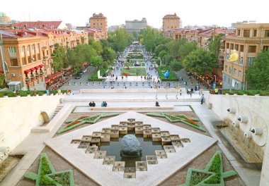 Stunning City View of Yerevan As Seen From the Yerevan Cascade, Famous Landmark in Yerevan, Armenia clipart