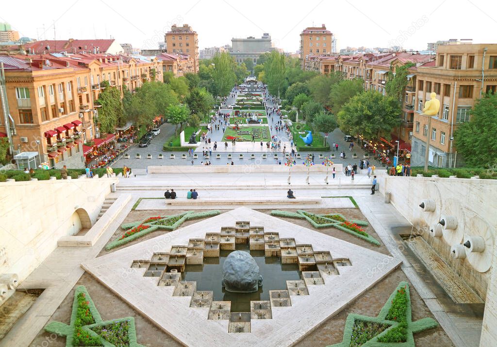 Stunning City View of Yerevan As Seen From the Yerevan Cascade, Famous Landmark in Yerevan, Armenia