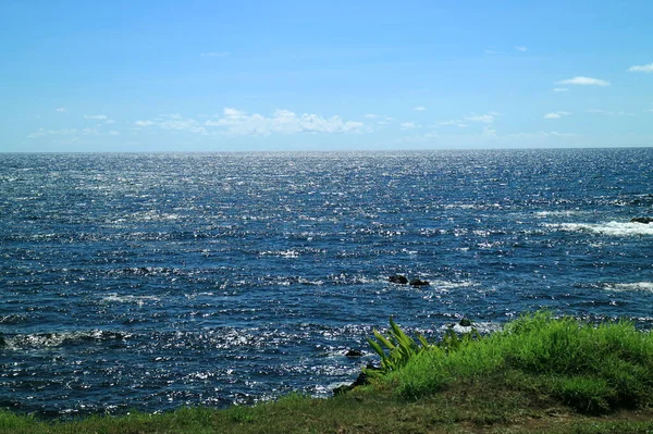 Superfície Água Brilhante Vista Oceano Pacífico Partir Costa Ilha Páscoa — Fotografia de Stock