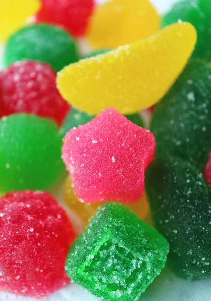 Vertikales Bild Von Bunten Fruchtigen Geschmack Zucker Beschichtete Gelee Bonbons — Stockfoto