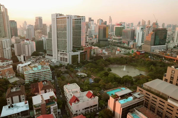 Oszałamiająca Panorama Centrum Bangkoku Wieczorem Tajlandia — Zdjęcie stockowe